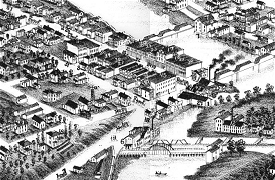 Image detail from Portland pictorial perspective map of 1881