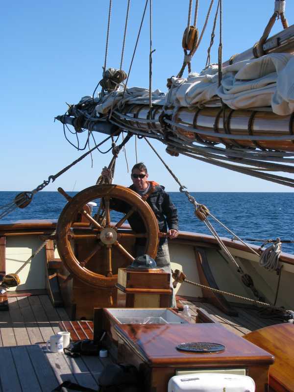 Chuck at the helm