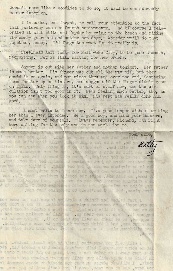 7 March 1944: Elizabeth (Ft. Mason, CA) to Richard (New Guinea)