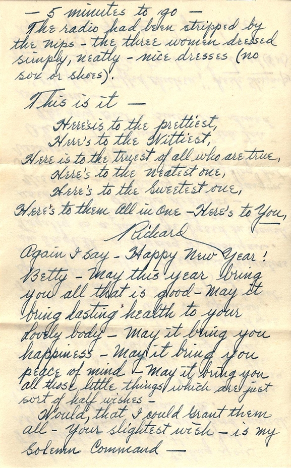 Letter on dinner with an upper class Filipino family: 1 January 1945: Richard (probably Leyte, P.I.) to Elizabeth (Camp Stoneman, CA)